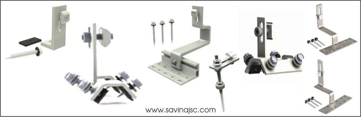 Các loại móc của hệ khung điện mặt trời lắp mái