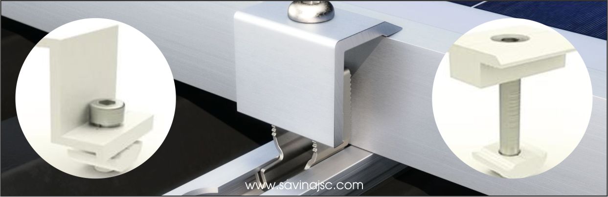 Kẹp giữa và kẹp cuối tấm pin điện mặt trời hệ khung lắp mái